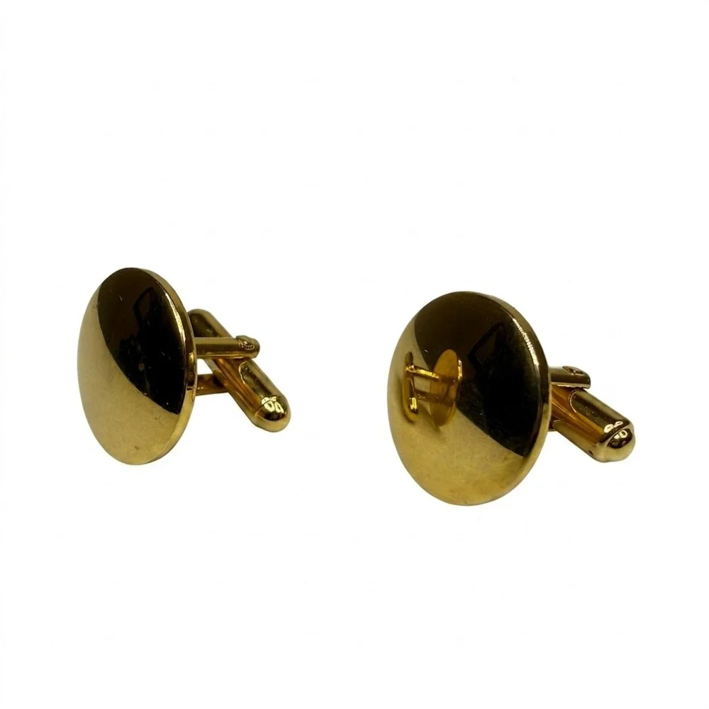 Classic Minimalist Gold Tone Domed Cufflinks Mens Formal Dress Shirt Accessories